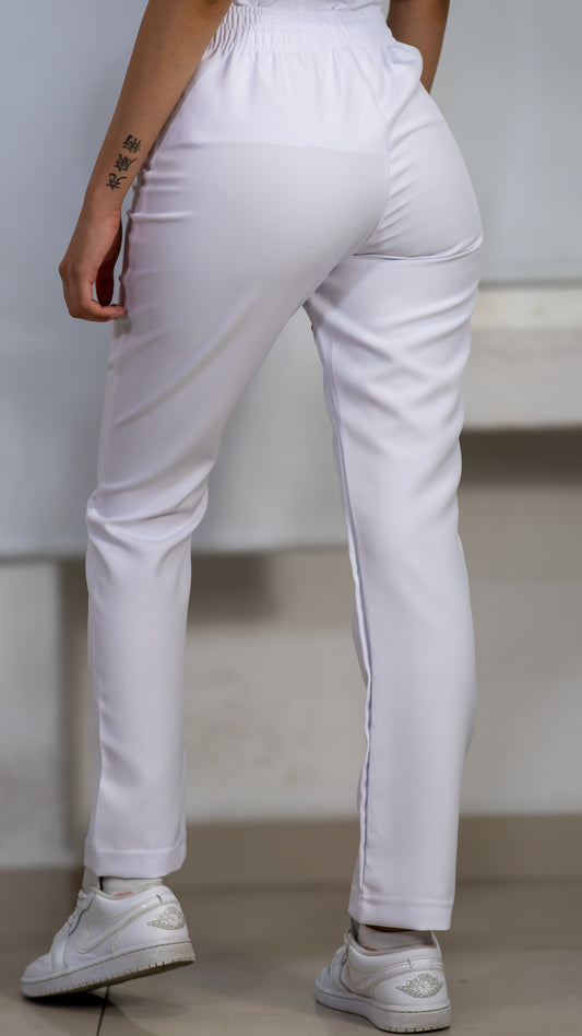 Pantalón Stretch Pure White Pretina/Elástico Mujer Antifluido