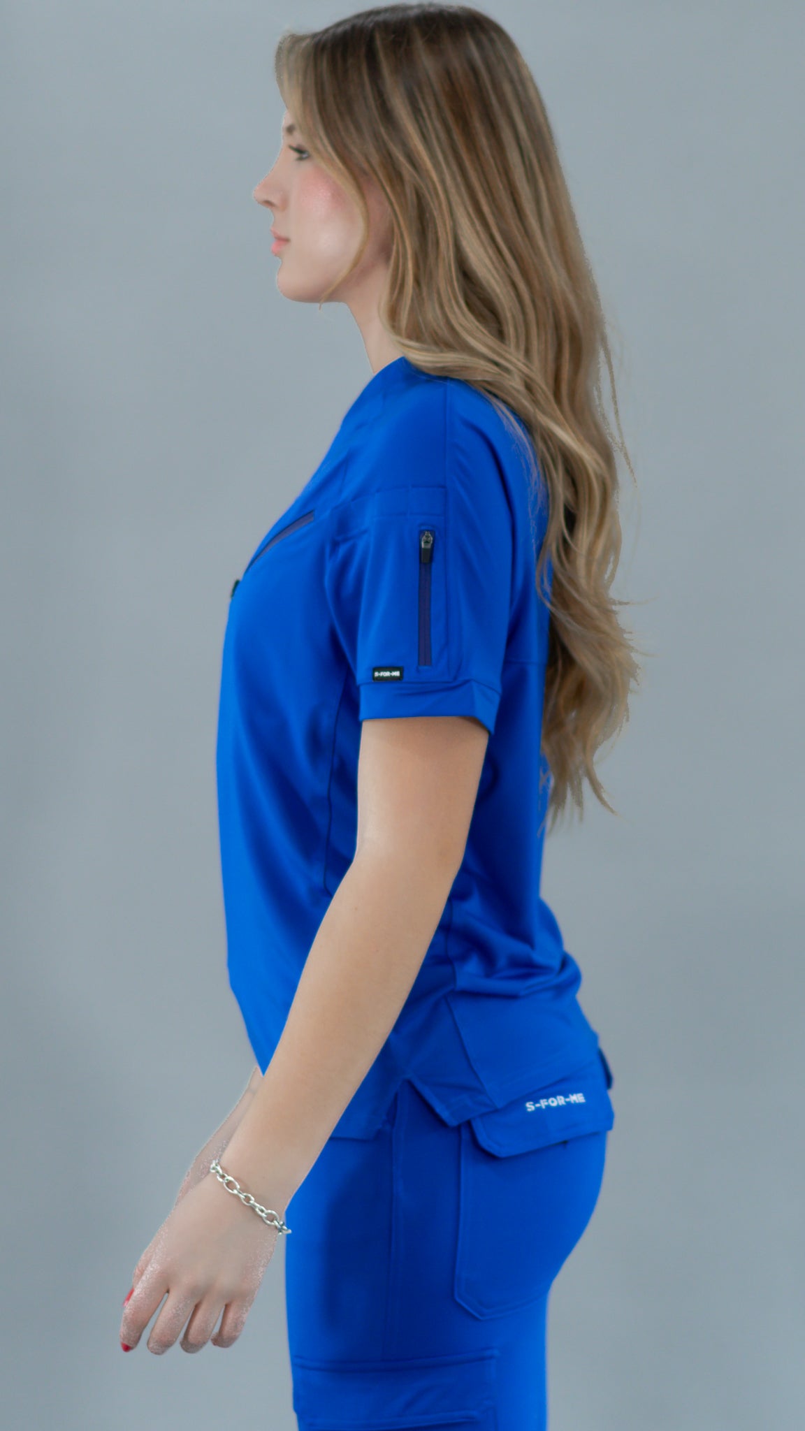 Filipina Unisex Quirúrgica Super Stretch Azul Rey Mujer, Scrubs 905