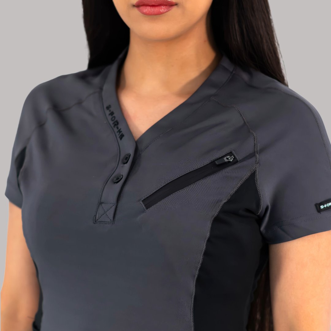 Filipina Médica 905 Oxford Gris/Negro Super Stretch para Mujer