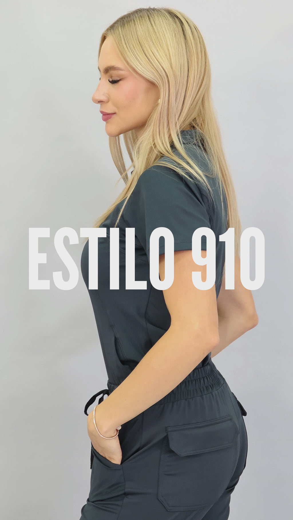 Conjunto Quirúrgico Gris Oxford para Mujer – Estilo 910 | Super Stretch Slim Fit